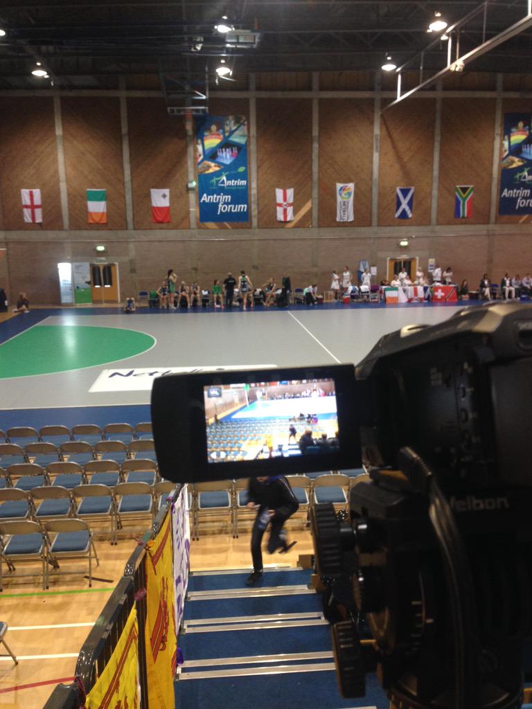 mmcareavey1's tweet photo. Set up ready for @netballni v @SANetball  as part of @NetballEurope championships with @brianfitzp10 #LetsGoNI http://t.co/UqTuKD36Gm