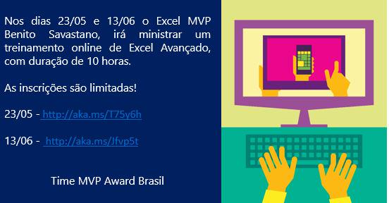 MVPBrasil's tweet photo. Participe do Treinamento de Excel Avançado gratuito com o MVP de Excel Benito Savastano http://t.co/93PyrnJSEi