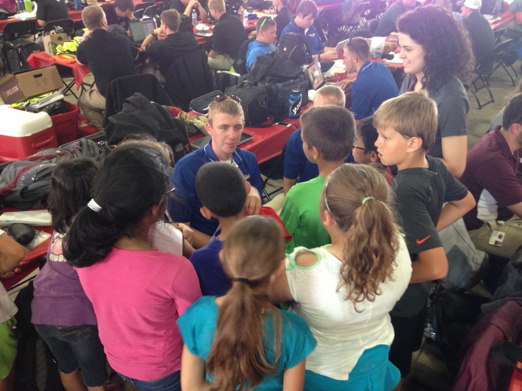 LETUAviation's tweet photo. NIFA Update: Graduate Trenton Troxel visits with students from the Columbus area about aviation. #LETUaviation http://t.co/SBOhelvZGt