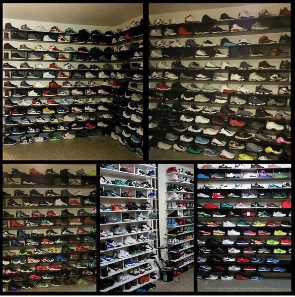 NikeGeazz's tweet photo. Colin Kaepernick turned his garage into a shoe room 😍 http://t.co/8ptgTXbX8w