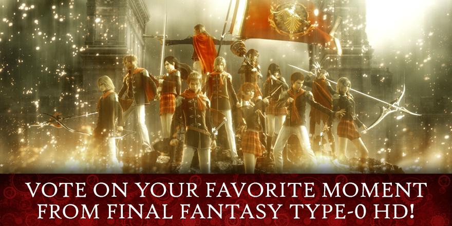 FinalFantasy's tweet photo. It's voting time! Vote for your favourite moment from Final Fantasy Type-0 HD --> http://t.co/hUuBTBOXLp http://t.co/zoFmaT04Lo