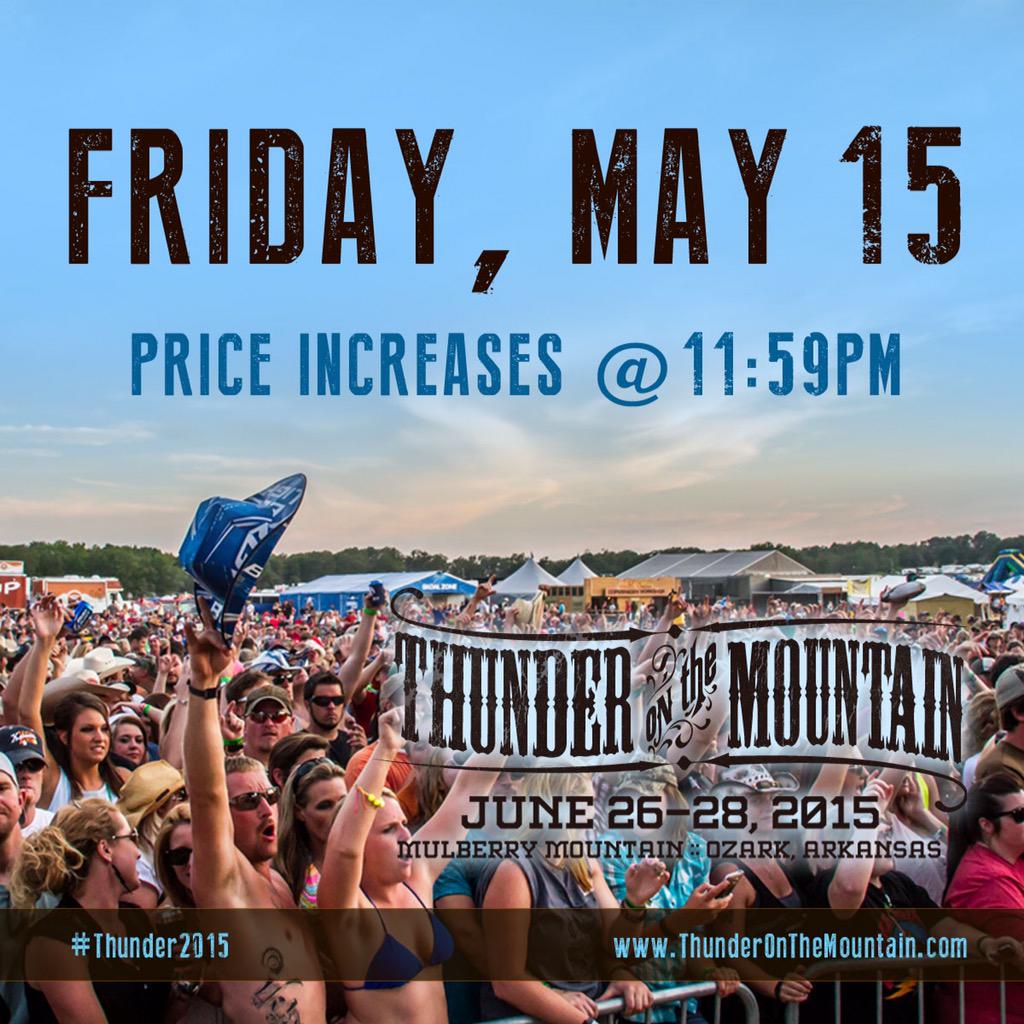 Ticket prices increase tonight! Get yours now to save some cash! ThunderOnTheMountain.com/tickets