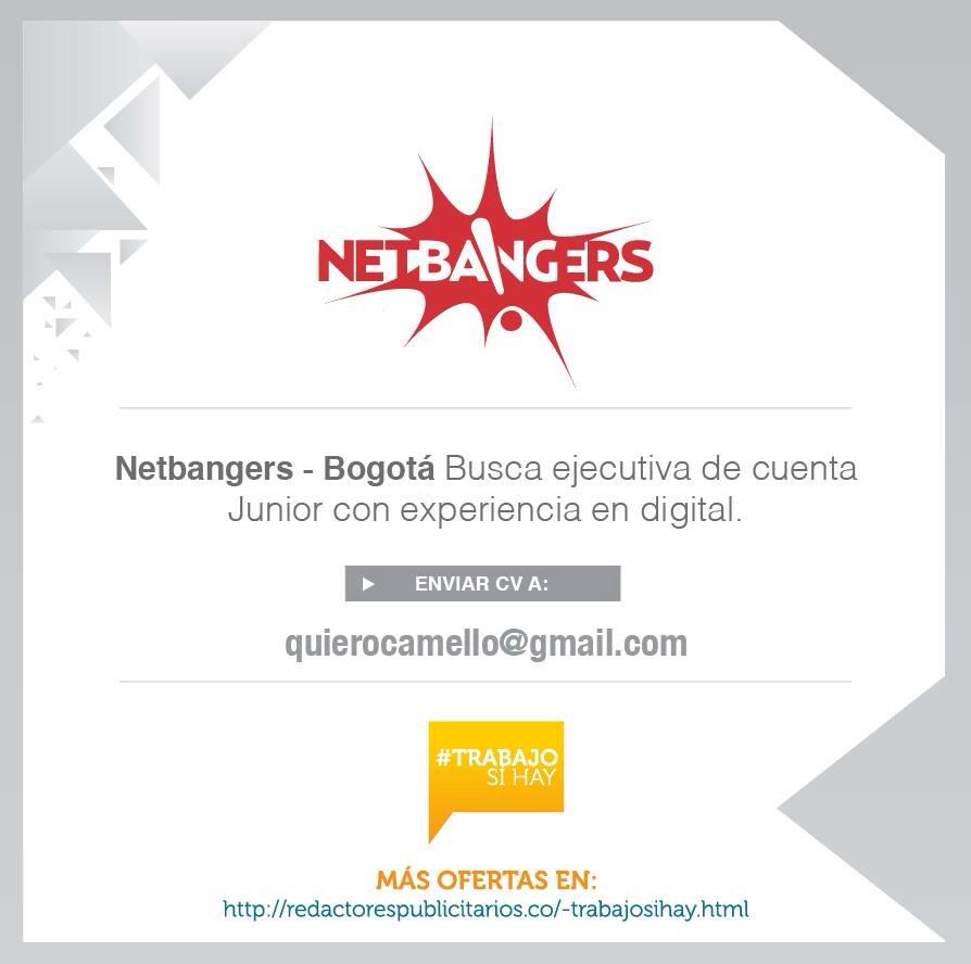 RP_Latam's tweet photo. #TrabajoSíHay @Netbangers busca Ejecutiva de Cuenta Jr. Sea buen amigo y comparta. http://t.co/u19Qyl2Sdm