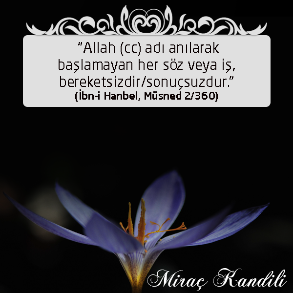“Allah (cc) adı anılarak başlamayan her söz veya iş, bereketsizdir/sonuçsuzdur.”

#MümininMiracıNAMAZ