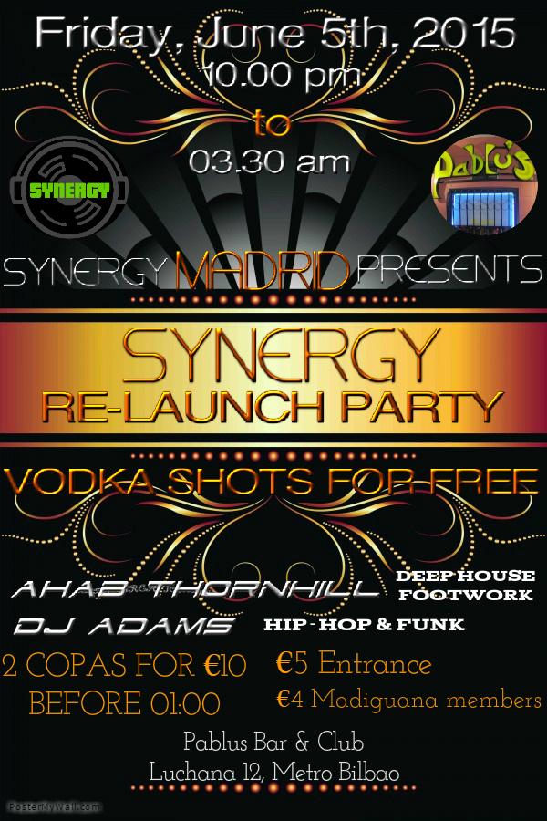 SynergyMadrid's tweet photo. In 3 weeks on the 5th of June, join us at the Synergy Re-launch party @ Pablus bar in Madrid. http://t.co/yReeKaFHqh