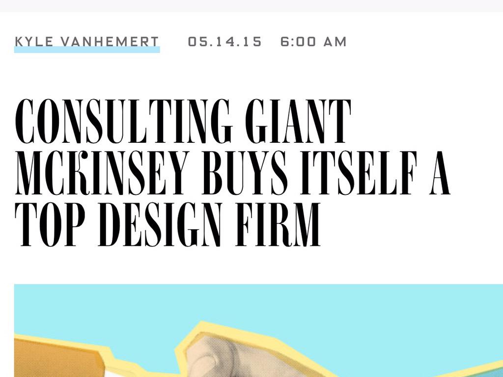 johnmaeda's tweet image. "Design's influence is growing beyond the tech industry into the corporate world at large." wired.com/2015/05/consul…