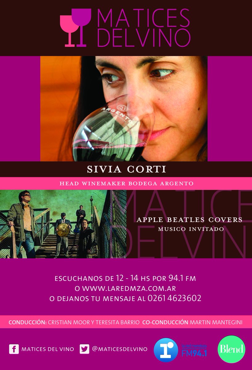 MaticesdelVino's tweet photo. Mañana de 12 a 14 hs. #MDV2015 cc SILVIA CORTI #HeadWinemaker @ArgentoWine @Terriur @CristianMoor @martinmantegini http://t.co/TKD6Pwq731