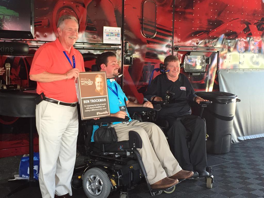 Congrats <a href="/BTrockman/">Ben Trockman</a> for receiving the Spirit of Ability award from <a href="/SamSchmidtCPN/">Sam Schmidt</a> at <a href="/IMS/">Indianapolis Motor Speedway</a> today!