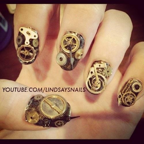NewRocksUK's tweet photo. How cute are these #steampunk nails, they would go perfectly with our #steampunk shoes! <3 http://t.co/z4wSaVeLUl http://t.co/huxg4GhVJI