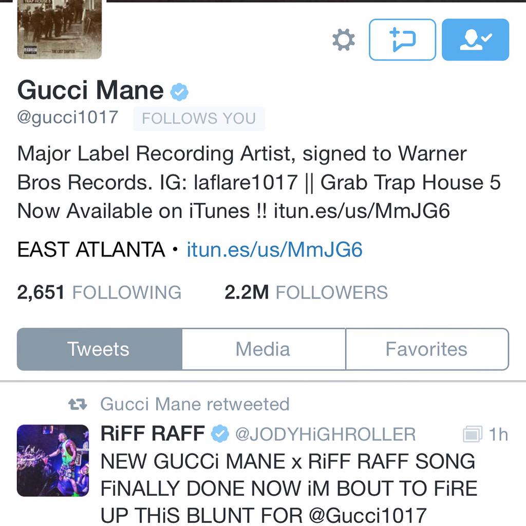 JODYHiGHROLLER's tweet photo. NEW GUCCi MANE x RiFF RAFF SONG DROPPiNG SOON http://t.co/S1nkdXoDJu