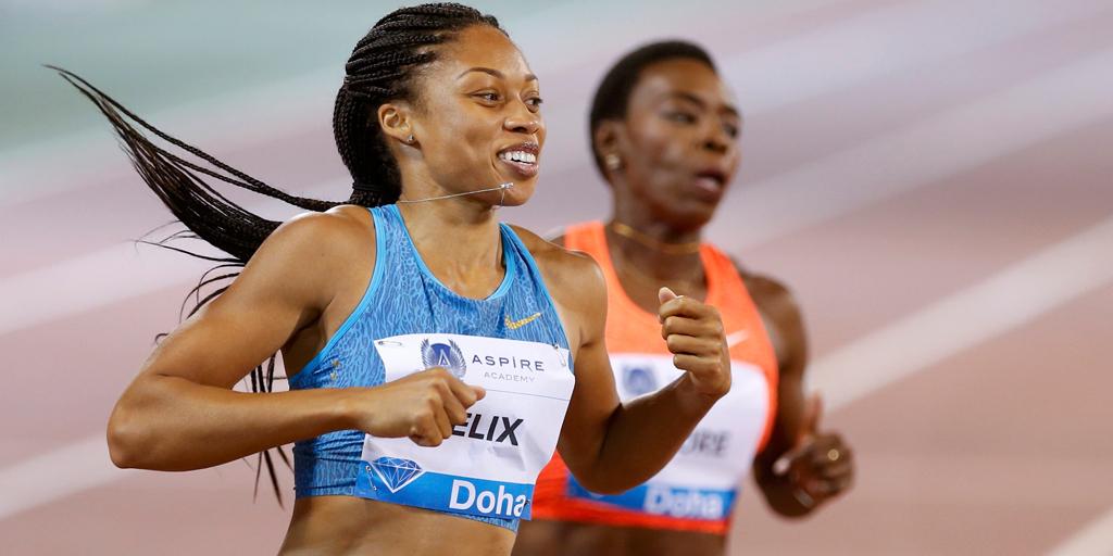 NBCOlympicTalk's tweet photo. Today @allysonfelix ran the fastest 200m (21.98) of the year at #DLdoha.

WATCH: http://t.co/wy85mGHNJ8 http://t.co/fxw9IIBu1K