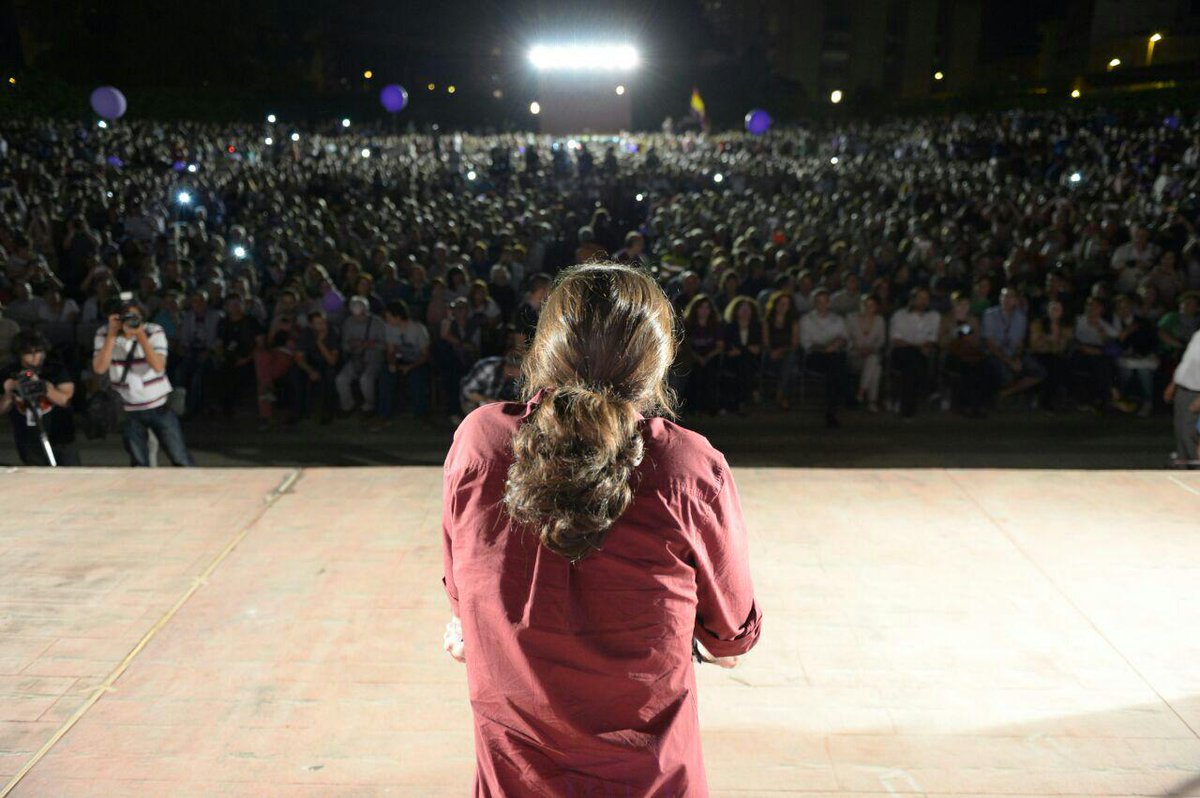 PODEMOS's tweet photo. "A todos esos que conseguisteis la democracia quiero veros el 24 votando con vuestros nietos" @Pablo_Iglesias_ http://t.co/UVWCGGnj5w