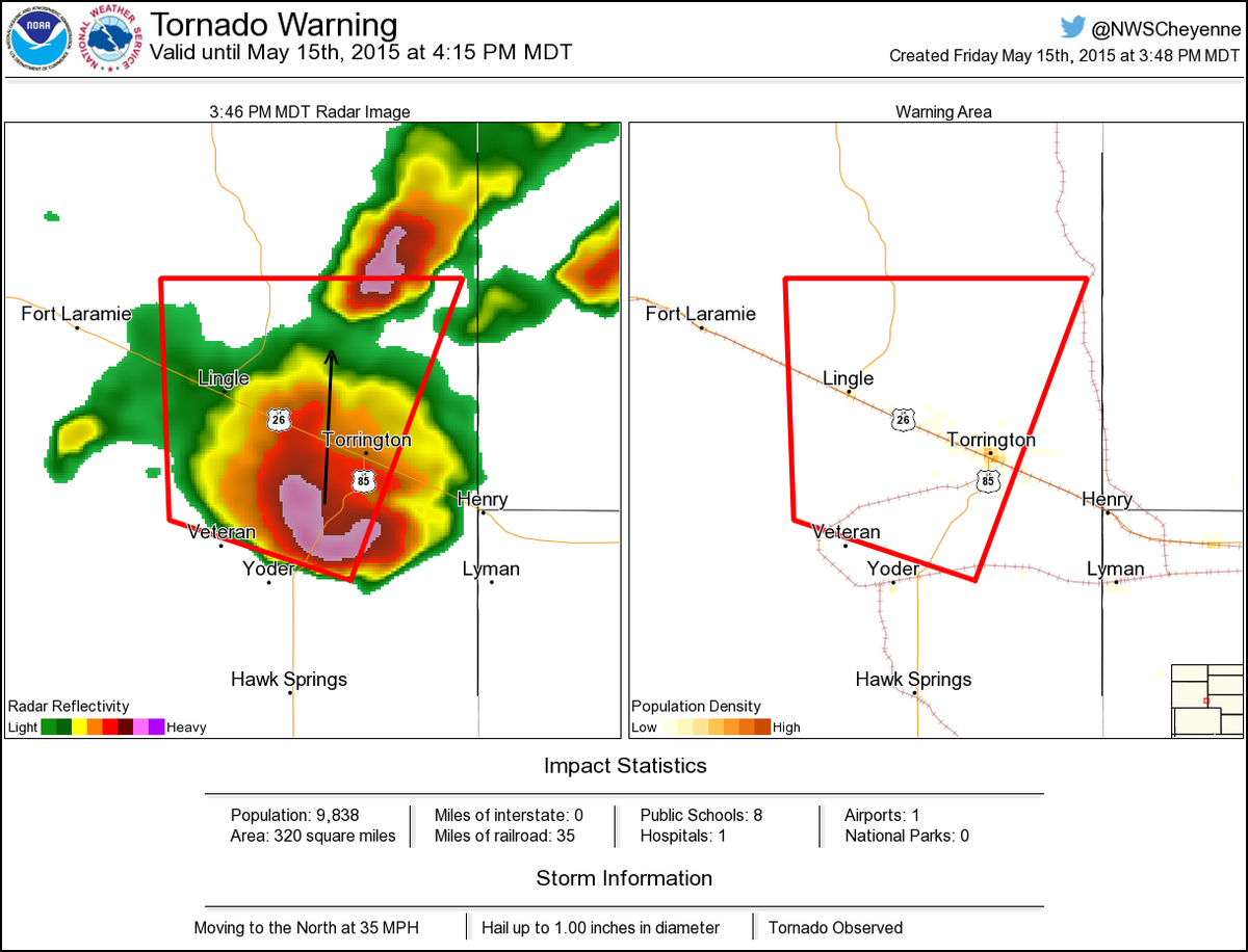 Tornado Warning including Torrington WY, Lingle WY until 415 PM MDT