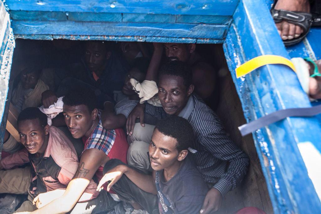ReginaCatrambon's tweet photo. People compressed second level of a wooden fishing boat happy to see #MOAS_eu #PhoenixVesselOfHope #AllLivesMatter http://t.co/4wH4KN4Zjw