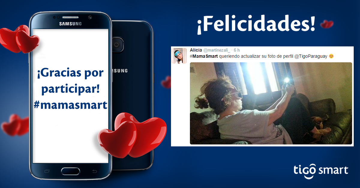 TigoParaguay's tweet photo. La ganadora es @martinezali_ que compartió la foto de su #MamaSmart sacándose una selfie para el perfil de Facebook! http://t.co/GmIbu6fEtu