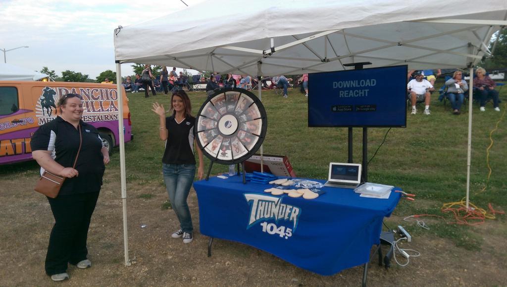 reachtapp's tweet photo. We are rockin it at the @Thunder1045 &amp; @reachtapp tent at #DwightYoakam concert in #FXBG tonight at @CelebrateVALive! http://t.co/rSPqnB44kD