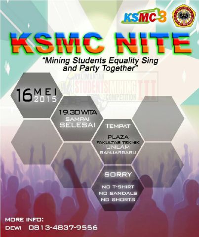 Mari bergabung di meriahnya malam puncak KSMC 3 dengan berbagai macam hiburan dan hangatnya kebersamaan. Lets join!