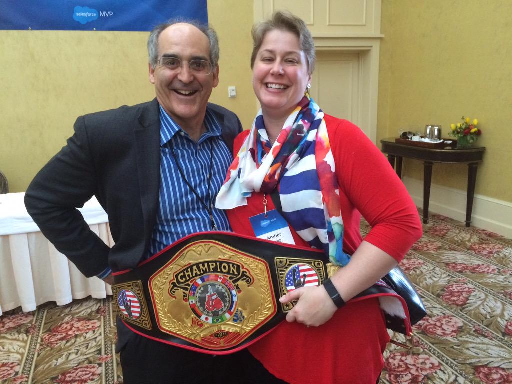 charlieisaacs's tweet image. .@amber9904 and I are stylin&apos; the belt #MVPSummit2015
