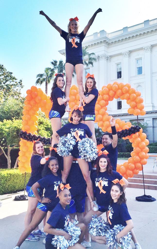 FCEislove's tweet photo. Just a portion of us in a Mini Pyramid at the #MSwalk in #Sacramento #charity #cheer http://t.co/GUiEsioAjm