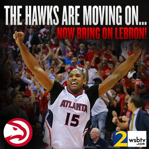 wsbtv's tweet photo. CONGRATS to the @ATLHawks on their 94  - 91 win! It's their first trip to the eastern conf. finals since 1970! http://t.co/IFq8FH6yZa