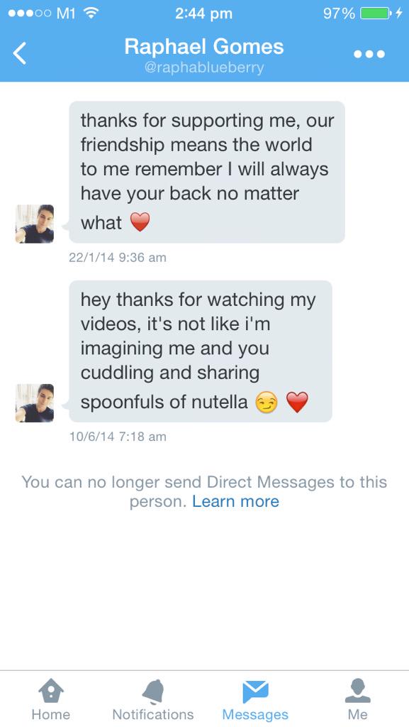 ayeitsmagz's tweet photo. tbh still can't get over the fact that @raphablueberry actually dmed me last year ๐ฉ๐๐ #raphanator http://t.co/Ez17Kv1kFx