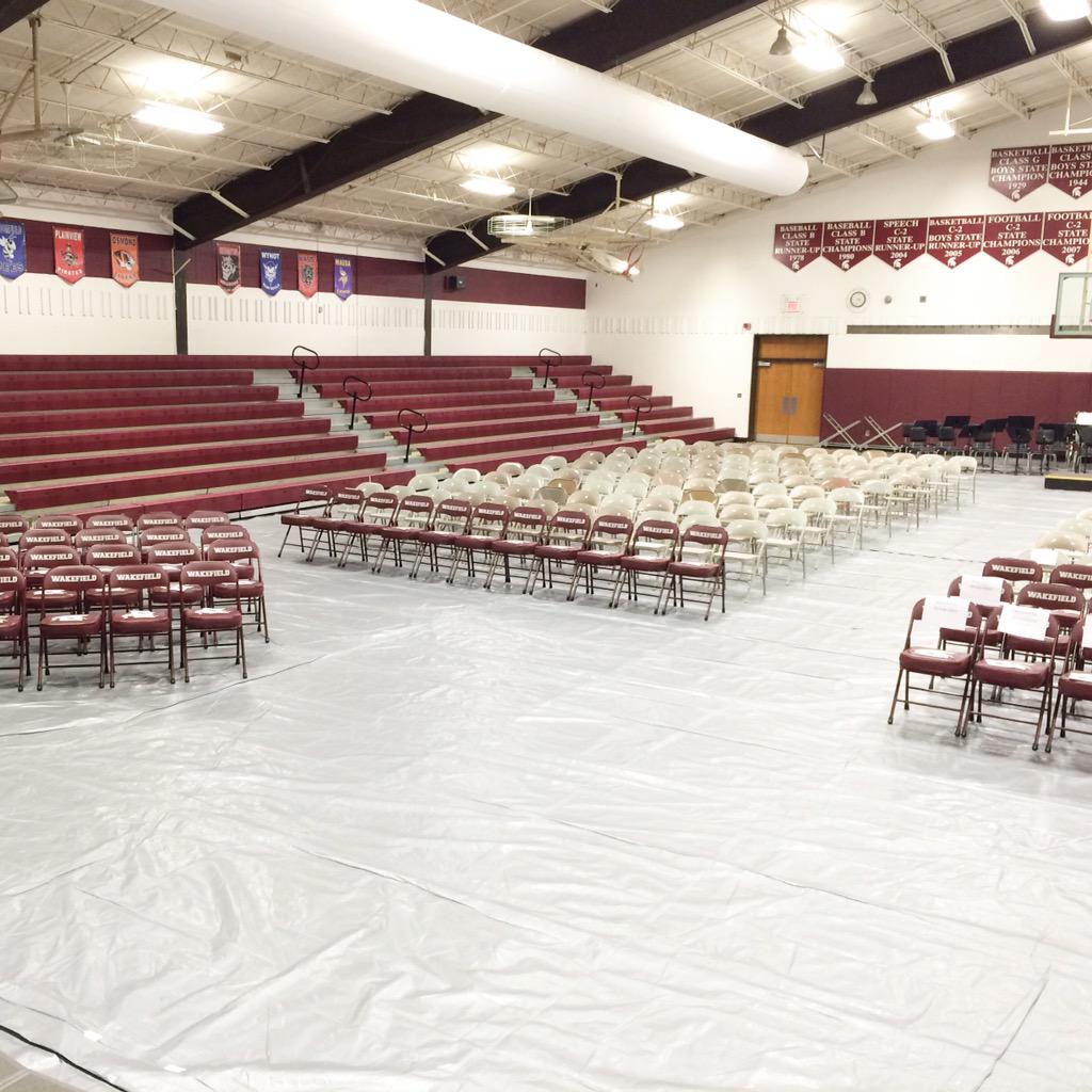 View from the podium. The stage is literally set for Wakefield graduation on Sunday.