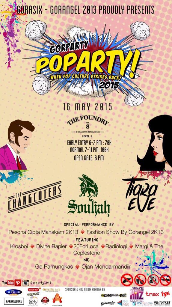 gilanada_'s tweet photo. HARI INI! @Gorparty2015 POPARTY at Foundry | Open Gate 6pm | Sampai jumpa di sanaaa! #gorparty2015 #gilanada http://t.co/ovyNgiDR2y