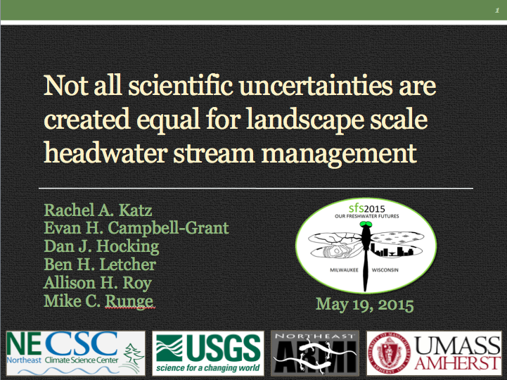 rachelakatz's tweet photo. Learn about designing research to inform stream mgmt under uncertainty #2015SFS #makebetterconservationdecisions http://t.co/efVGuNcLvF