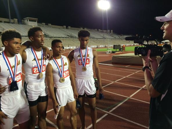 milesplit's tweet photo. "We just became the greatest team in UIL State history" -FB Marshall after most pts scored in TX ST. MEET HISTORY, 90 http://t.co/AFp1xc2Hxy