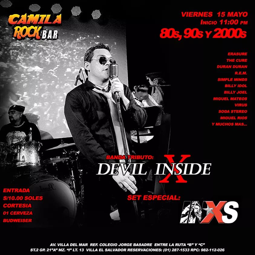 #Viernes15demayo nos visita #Devilnside #Erasure #TheCure #DuranDuran #REM #Virus y mas... #YoenCamilaRockBar
