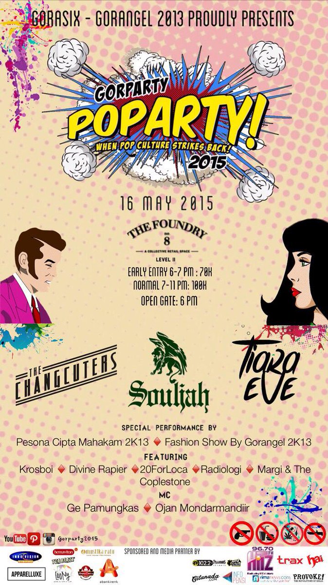 967HitzFM's tweet photo. GORASIX-GORANGEL 2013 present @Gorparty2015 When Pop Culture Strikes Back 2015. 16 May 2015 at The Foundry no. 8 http://t.co/PRuJyeCWJL