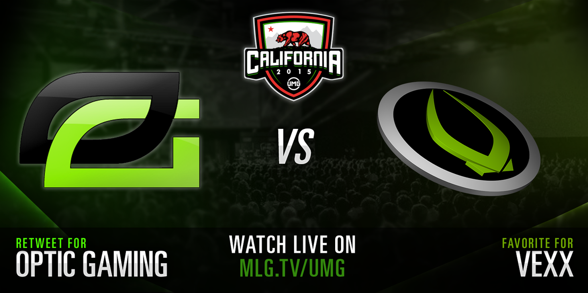 MLG's tweet photo. Next at the #UMGCali35K: @OpTicGaming vs @VexX_Gaming!

RT #GreenWall // Fav #VexX

Watch--> http://t.co/wcbUDWtySb http://t.co/nkel3iAq2j