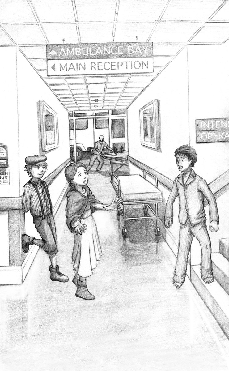 WendyAMilton's tweet photo. My favourite Angel of Fire illustration by Patrick Hawkins.  Zach meets the twins. http://t.co/oapJt4WJ0f