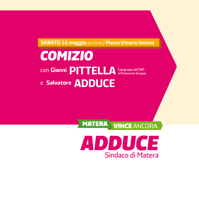 adducesocial's tweet photo. Oggi alle 20 in piazza Vittorio Veneto a #matera2015 insieme a @giannipittella per #MateraVinceAncora http://t.co/GiGV3HopxB