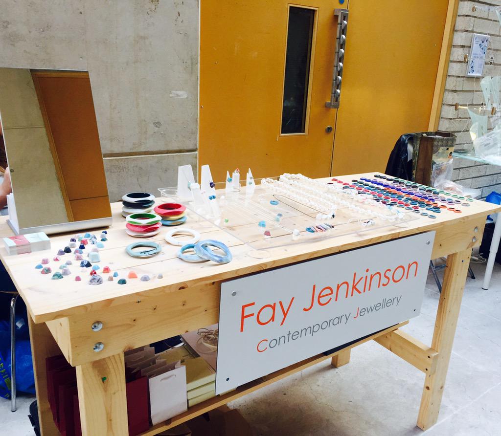 FJenkinson's tweet image. All set up to @YArtspace #JewelleryDay2015 don't miss the chance to come and see some amazing jewellery @emilykidson