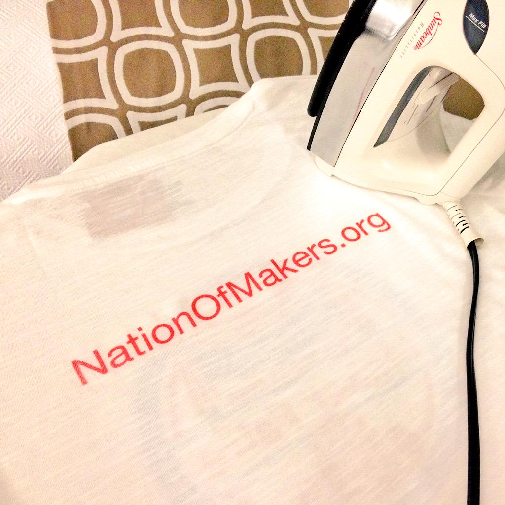 NationOfMakers's tweet photo. Dressed for success. Freshly-made #NatlMakerFaire + #NationOfMakers gear for #MakerFaire Bay Area. See you soon! http://t.co/Yz6sB1tJbo