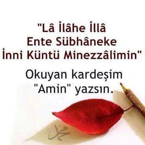 Hz. Yunus'un balığın karnındayken okuduğu zikir. Retweet ederek herkese duyuralım inşaAllah.