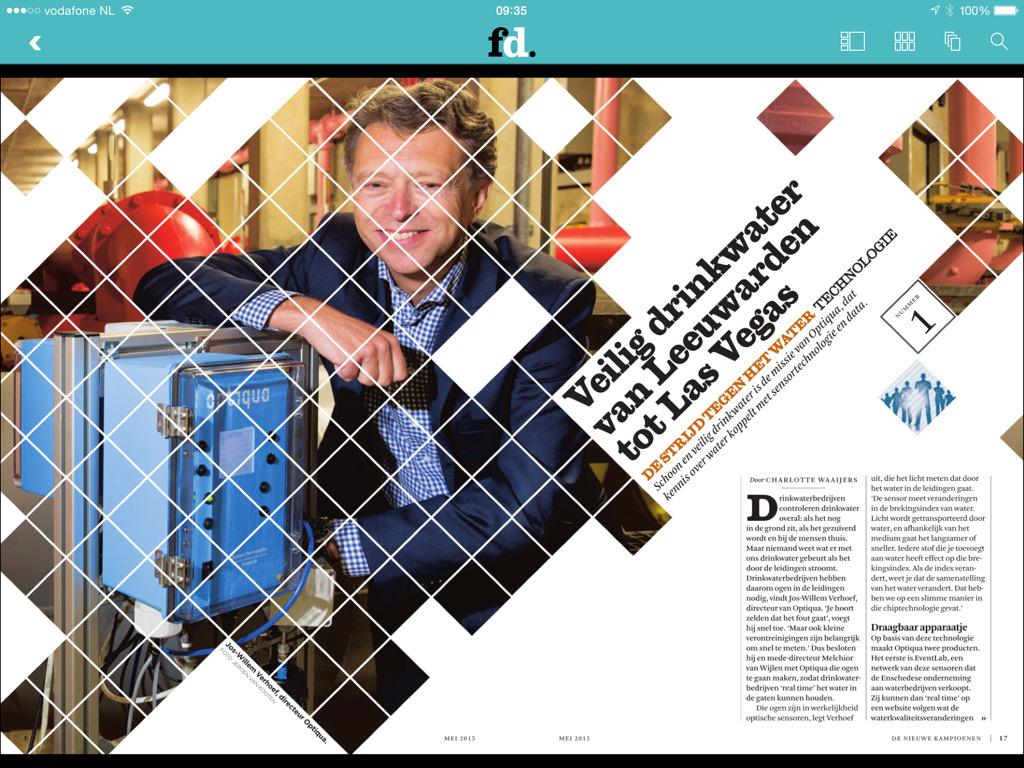 lapperre's tweet photo. 'Nieuwe kampioen van morgen' van @FD_Nieuws in de @TopsectorWater is #Optiqua, dat ogen in waterleidingen produceert: http://t.co/P6VMec0le6