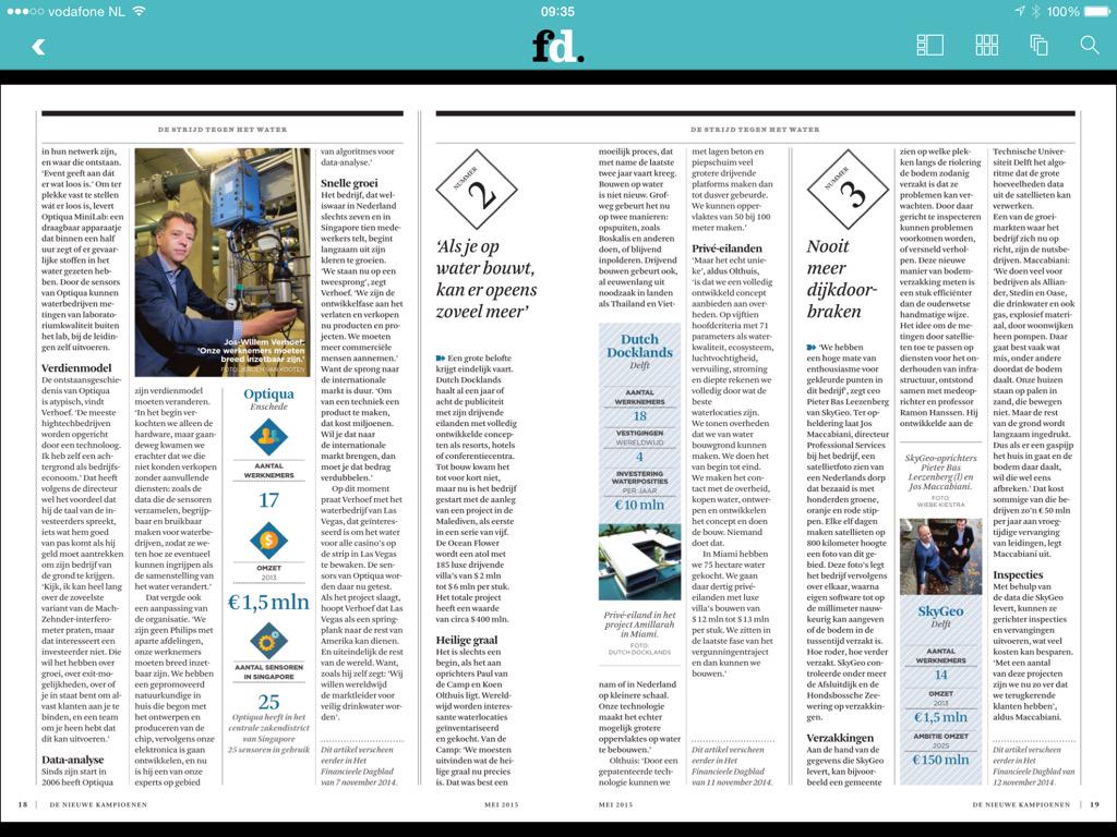 lapperre's tweet photo. 'Nieuwe kampioen van morgen' van @FD_Nieuws in de @TopsectorWater is #Optiqua, dat ogen in waterleidingen produceert: http://t.co/P6VMec0le6