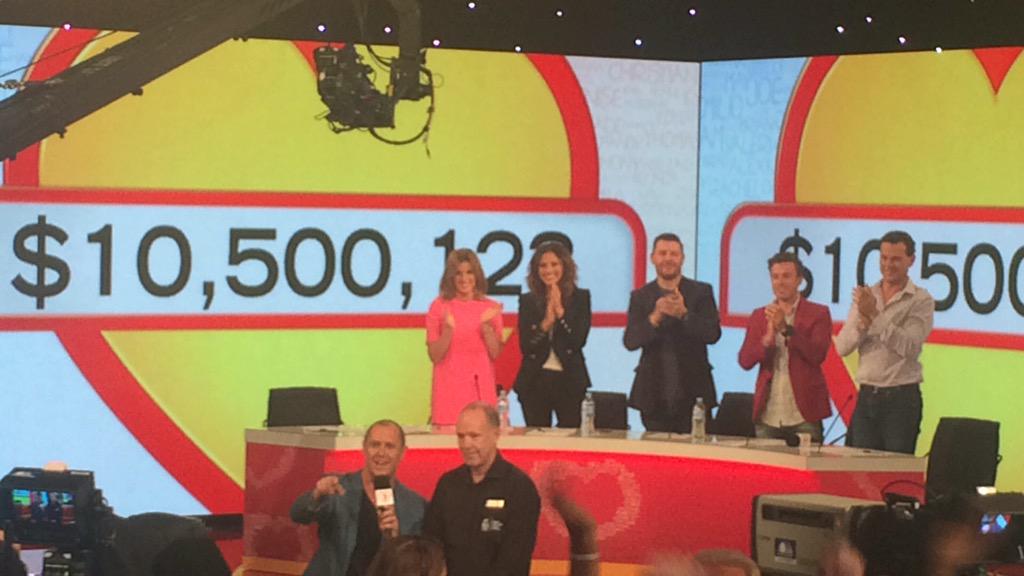 And we raised 10.5 MILLION! Thank you everyone for #BuildingLove today! #SydneyTelethon ❤️❤️❤️