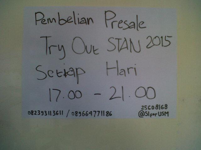 SIforUSM's tweet photo. Makassar &amp; sekitarnya yg mau presale T.O STAN 2015 segera merapat. Jl. Sawerigading No.18 Mks @toska2015_ @tsmakassar http://t.co/wwNEkHV6m2