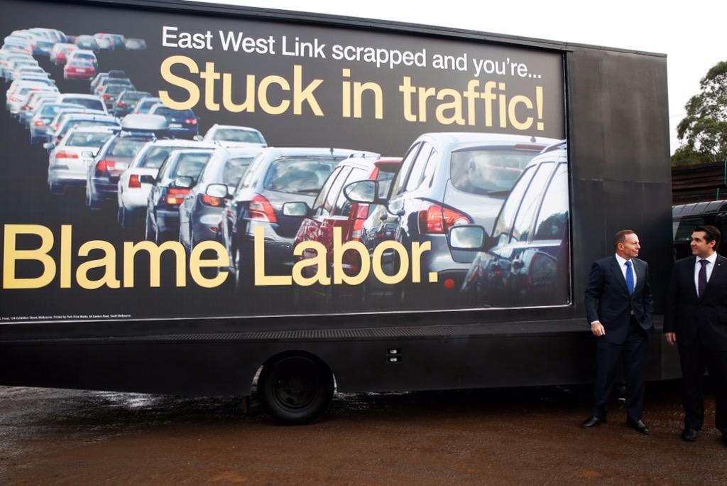 HonTonyAbbott's tweet photo. Melbourne needs roads of the future but Vic Govt pays up to $1billion not to build a road #EastWestLink #justbuildit http://t.co/L8loVIgGlt