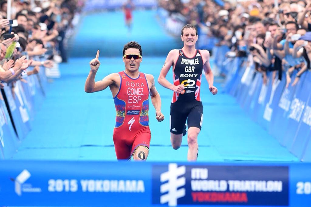Jgomeznoya's tweet photo. So happy to take the win today in Yokohama! Exciting race until the line! Well done @AliBrownleetri and @mariomola http://t.co/UjrJNt6zM2