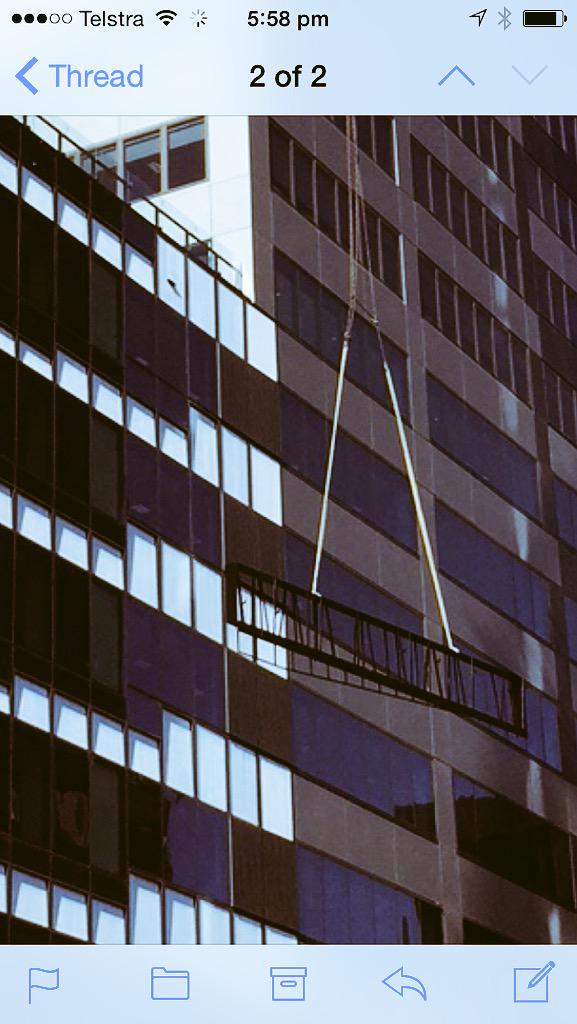 MarkHaycox's tweet image. 570 Bourke St landscape balustrade lift today.