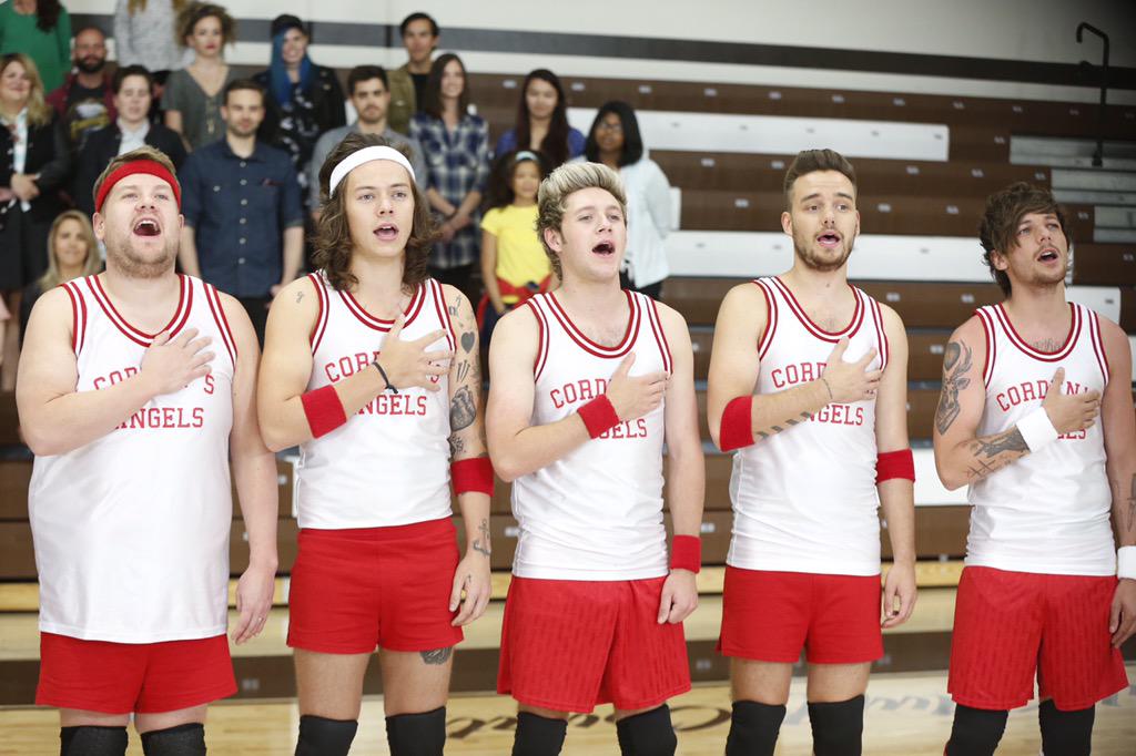 onedirection's tweet photo. Another look at the guys on The @LateLateShow with @JKCorden..... have you seen their dodgeball skills? http://t.co/sioi7ZGKYL