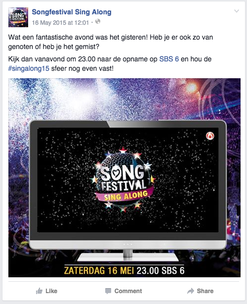 Singalong2015's tweet photo. Hou de #singalong15 sfeer nog even vast! Kijk vanavond om 23.00 naar de opname van #songfestival #singalong15 @SBS6. http://t.co/eJy9QTDQrw