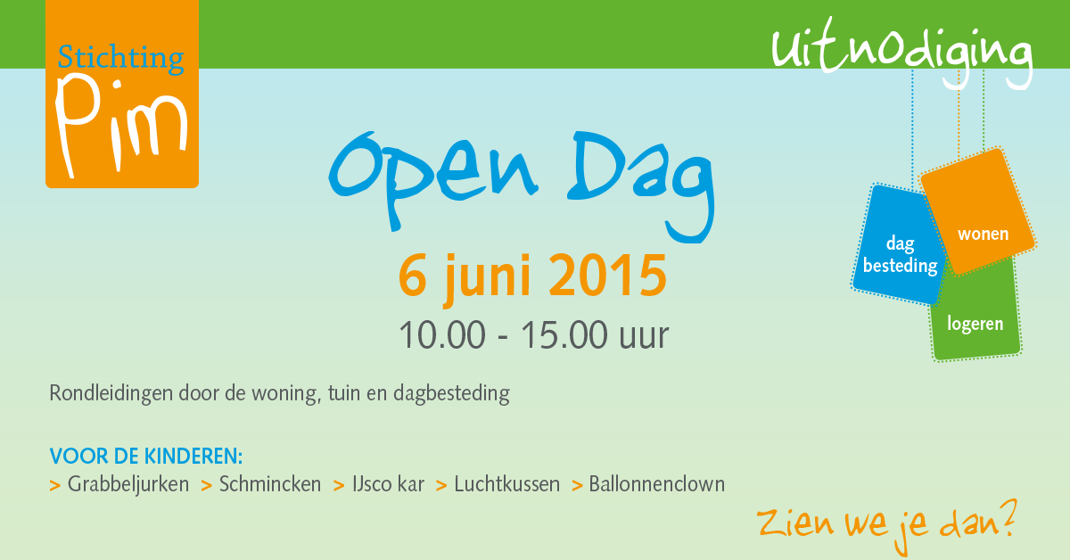 Open Dag 6 juni a.s. van 10-15 uur. Zien we je dan?