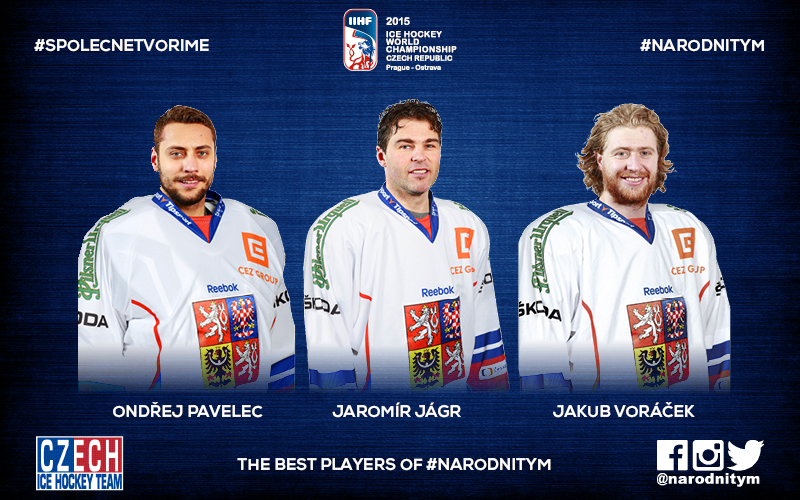 webhokejcz's tweet image. Nejlepšími hráči #narodnitym na @2015IIHFWorlds: @68Jagr - @FlaPanthers, #Voráček - @NHLFlyers a #Pavelec - @NHLJets!