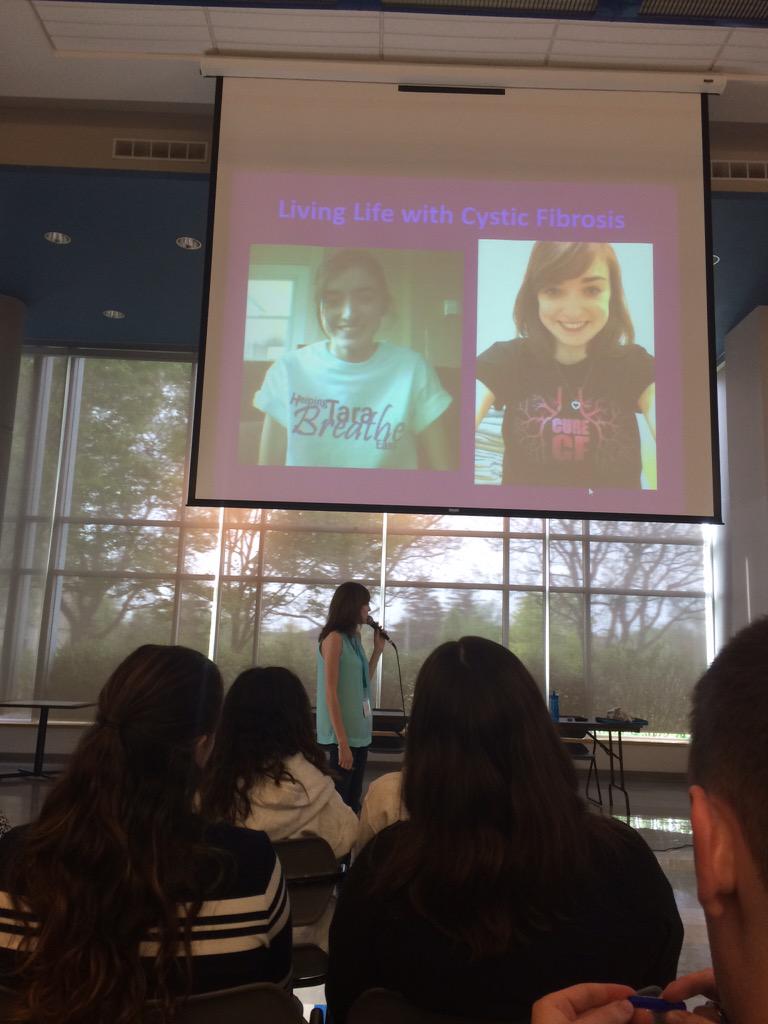 ShineramaBCAB's tweet photo. Our first speaker of the day @tarrabrq talking about living with cystic fibrosis #AWorldWithoutCF #ShineCon2015 http://t.co/1hup4Pb6zr