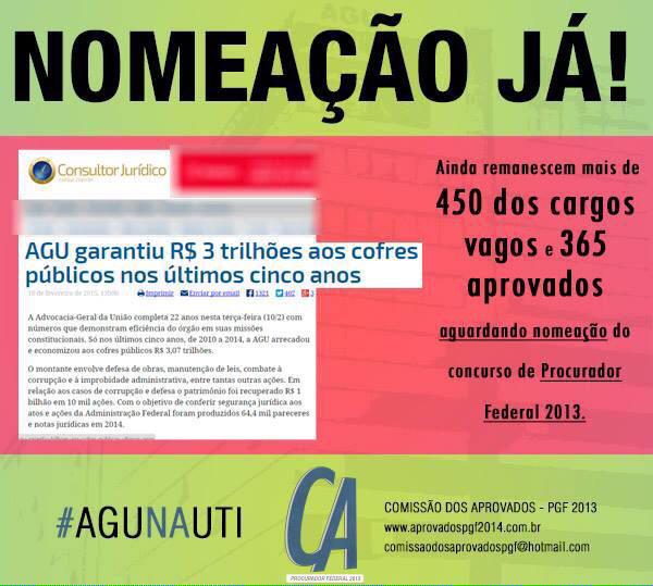 <a href="/dilmabr/">Dilma Rousseff</a> assegure a nomeação dos #aprovadosPGF p/eficácia das mudanças nos benefícios do inss e no combate à fraudes